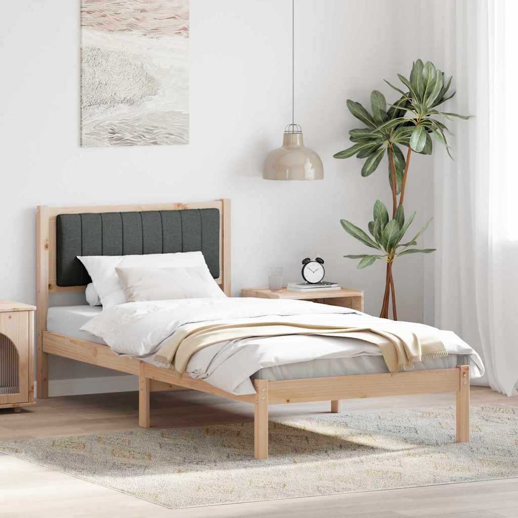 Vidaxl bedframe met gevoerd hoofdgedeelte donkergrijs 90 x 200 cm
