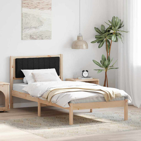 Vidaxl bedframe met gevoerd hoofdgedeelte zwart 90 x 200 cm
