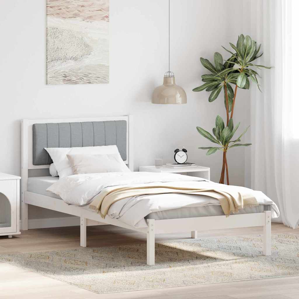 Vidaxl bedframe met gevoerd hoofdgedeelte lichtgrijs 90 x 200 cm