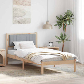 Vidaxl bedframe met gevoerd hoofdgedeelte lichtgrijs 90 x 190 cm