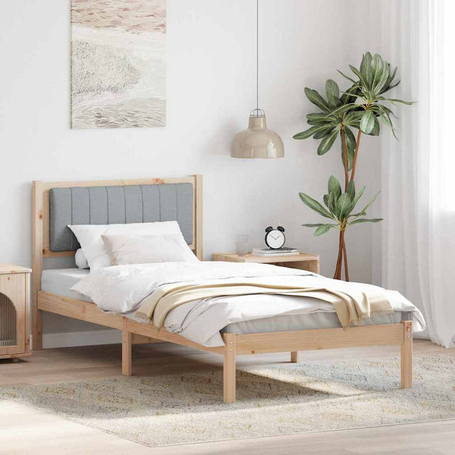 Vidaxl bedframe met gevoerd hoofdgedeelte lichtgrijs 90 x 190 cm