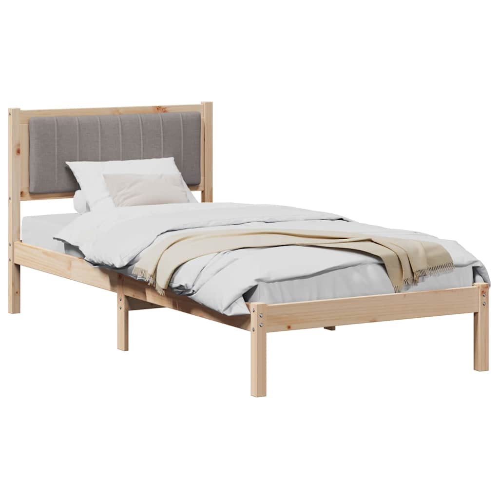 Vidaxl bedframe met gevoerd hoofdgedeelte taupe 90 x 190 cm