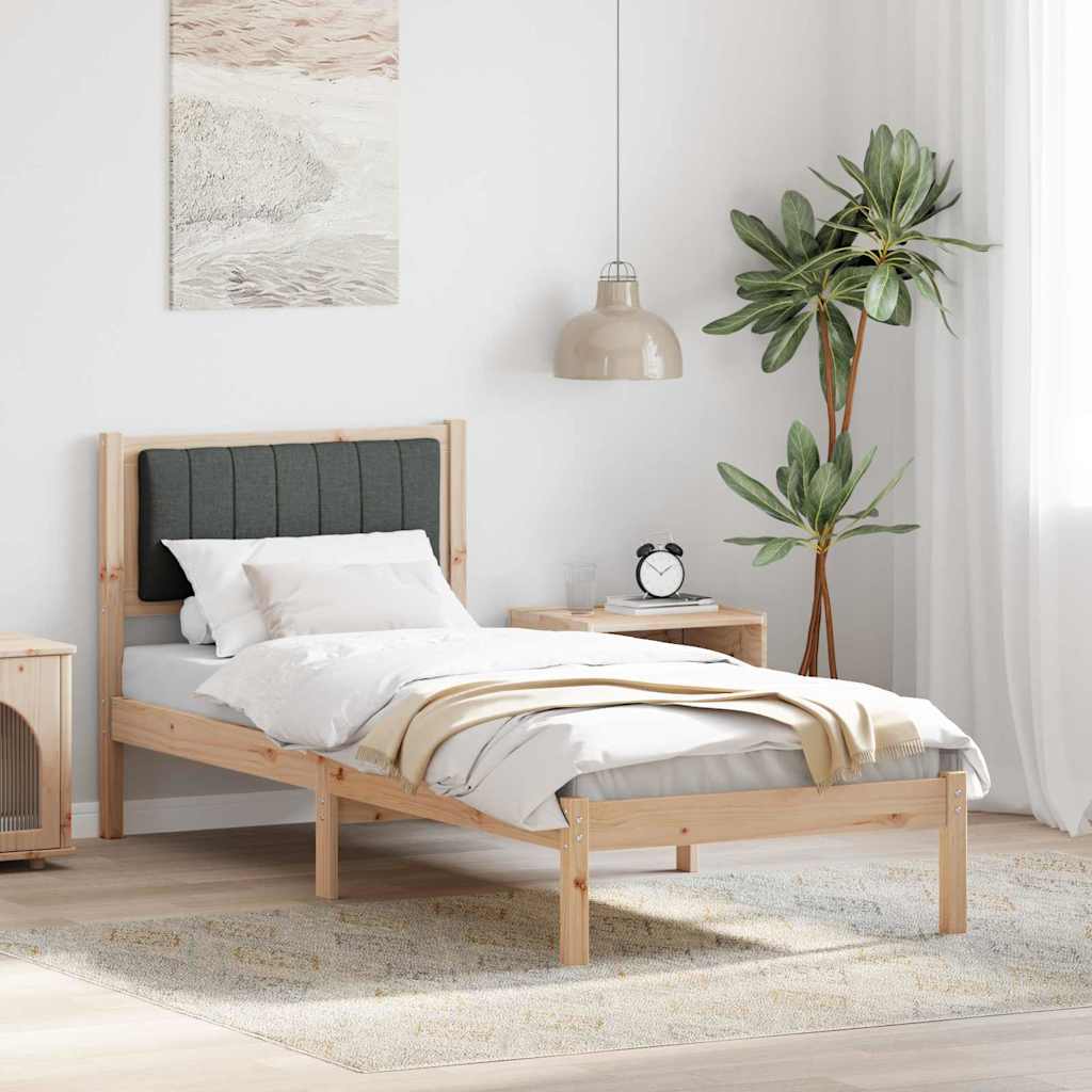 Vidaxl bedframe met gevoerd hoofdgedeelte donkergrijs 75 x 190 cm