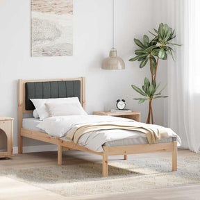 Vidaxl bedframe met gevoerd hoofdgedeelte donkergrijs 75 x 190 cm