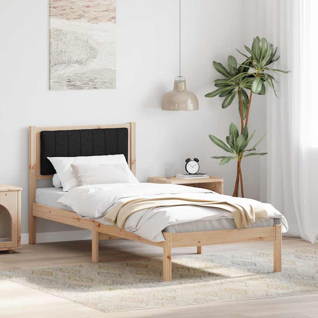 Vidaxl bedframe met gevoerd hoofdgedeelte zwart 75 x 190 cm