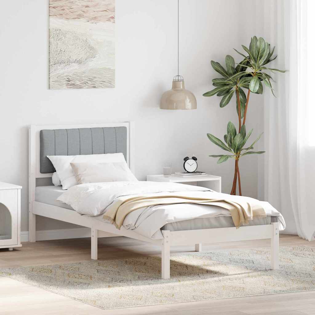 Vidaxl bedframe met gevoerd hoofdgedeelte lichtgrijs 75 x 190 cm