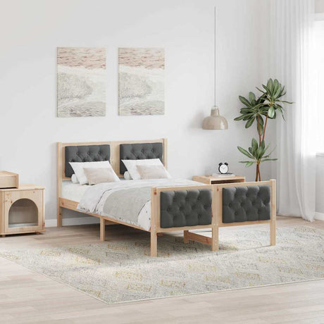 Vidaxl bedframe donkergrijs 120 x 190 cm massief grenenhout