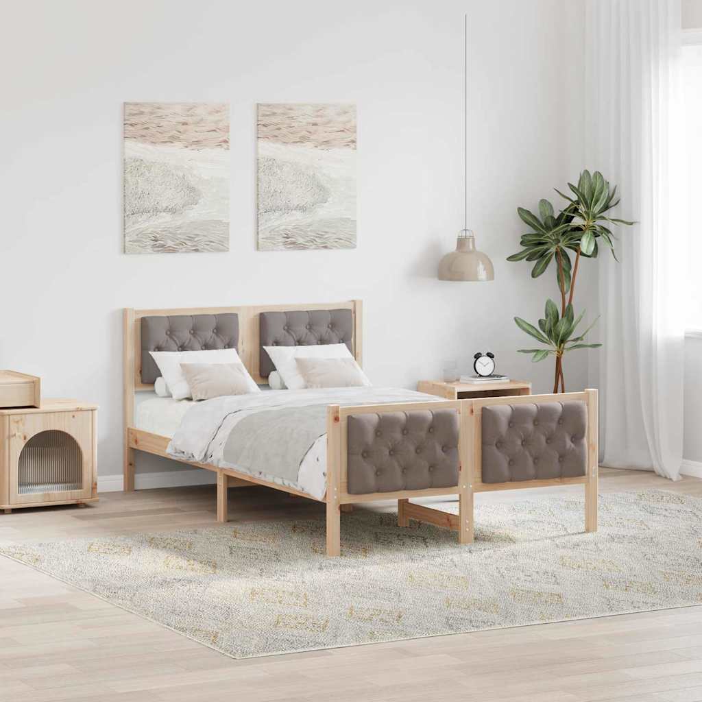 Vidaxl bedframe met hoofdeinde taupe 120 x 190 cm massief grenenhout