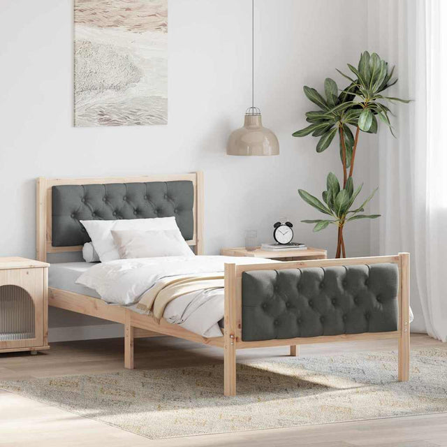 Vidaxl bedframe donkergrijs 90 x 200 cm massief grenenhout