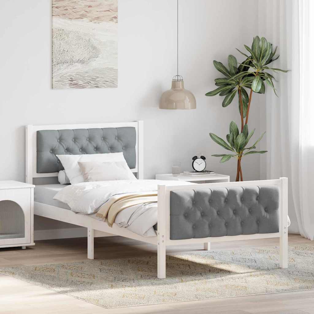 Vidaxl bedframe lichtgrijs 90 x 200 cm massief grenenhout