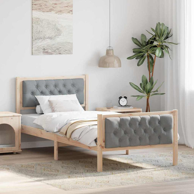 Vidaxl bedframe lichtgrijs 90 x 190 cm massief grenenhout