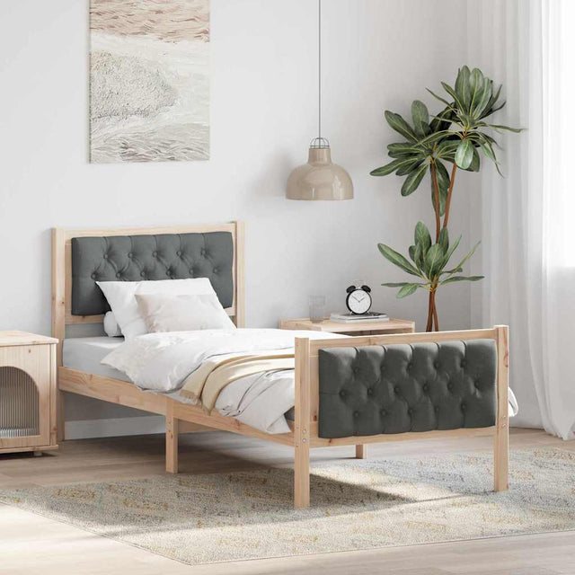 Vidaxl bedframe donkergrijs 75 x 190 cm massief grenenhout