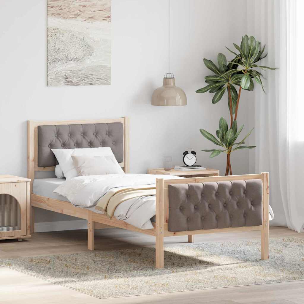 Vidaxl bedframe taupe 75 x 190 cm massief grenenhout