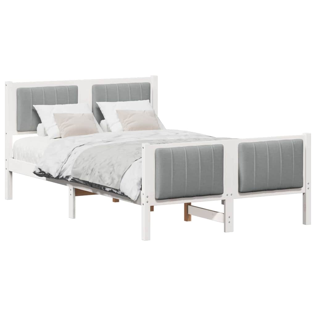 Vidaxl bedframe wit en lichtgrijs 120 x 200 cm massief grenenhout