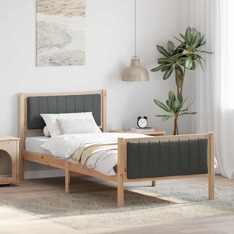 Vidaxl bedframe bruin en donkergrijs 90 x 190 cm massief grenenhout