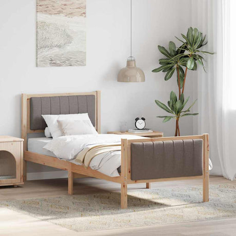 Vidaxl bedframe bruin en taupe 75 x 190 cm massief grenenhout