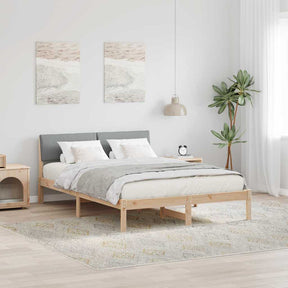 Vidaxl bedframe bruin en lichtgrijs 140 x 200 cm massief grenenhout
