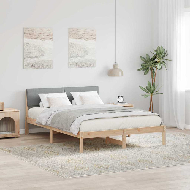 Vidaxl bedframe bruin en lichtgrijs 140 x 200 cm massief grenenhout