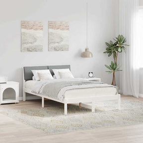 Vidaxl bedframe wit en lichtgrijs 120 x 200 cm massief grenenhout