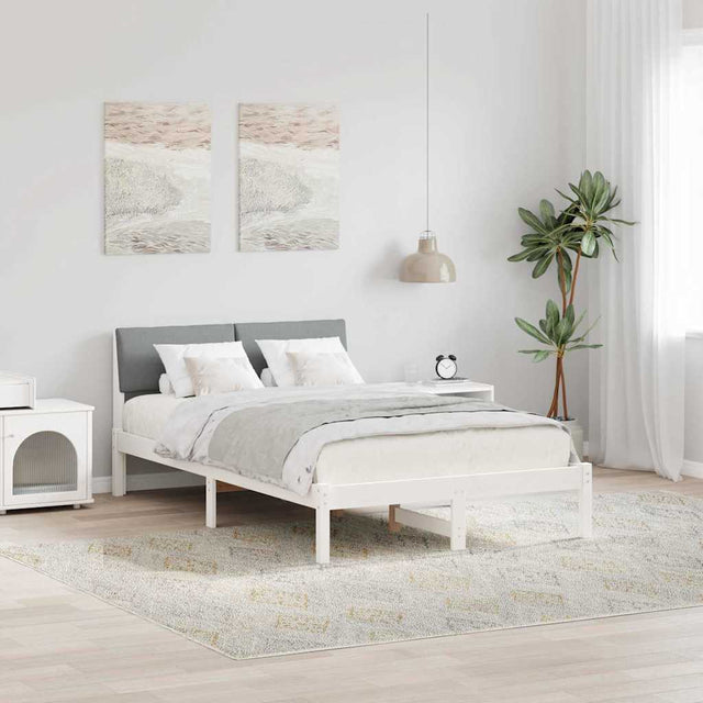 Vidaxl bedframe wit en lichtgrijs 120 x 200 cm massief grenenhout