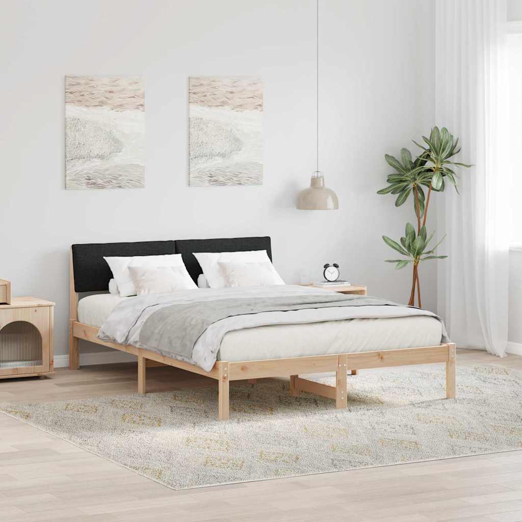 Vidaxl bedframe bruin en zwart 140 x 190 cm massief grenenhout