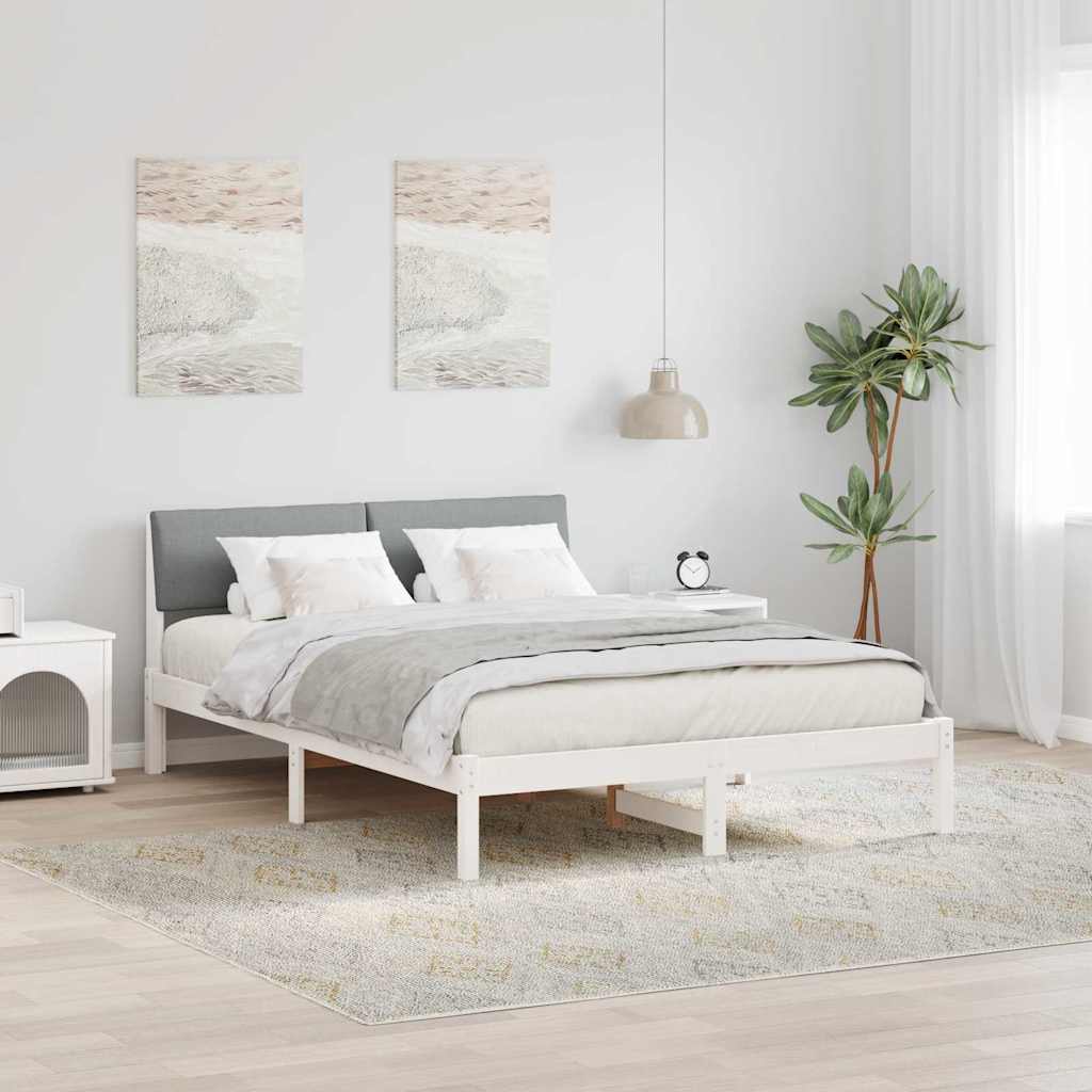Vidaxl bedframe wit en lichtgrijs 140 x 190 cm massief grenenhout