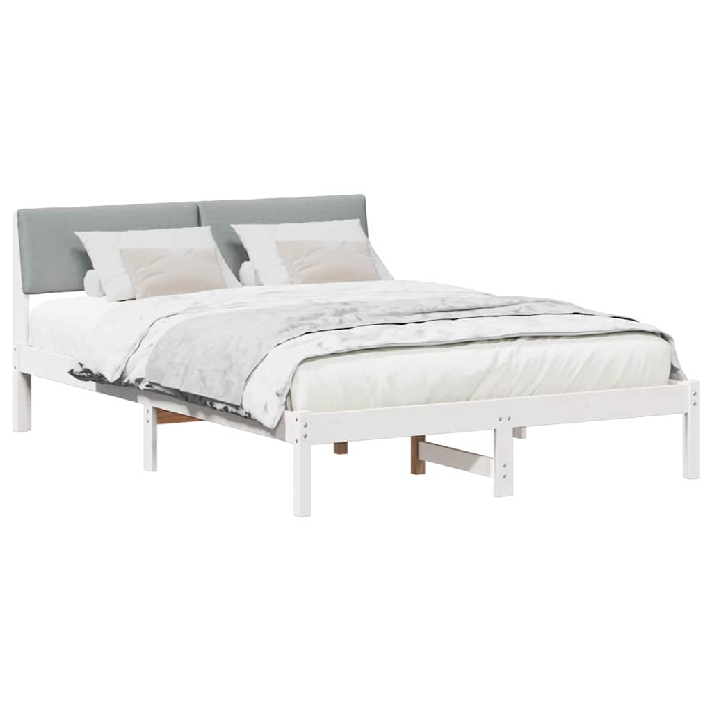 Vidaxl bedframe wit en lichtgrijs 140 x 190 cm massief grenenhout
