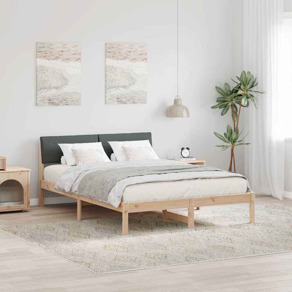 Vidaxl bedframe bruin en donkergrijs 135 x 190 cm massief grenenhout