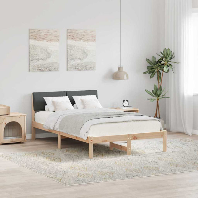 Vidaxl bedframe bruin en donkergrijs 120 x 190 cm massief grenenhout