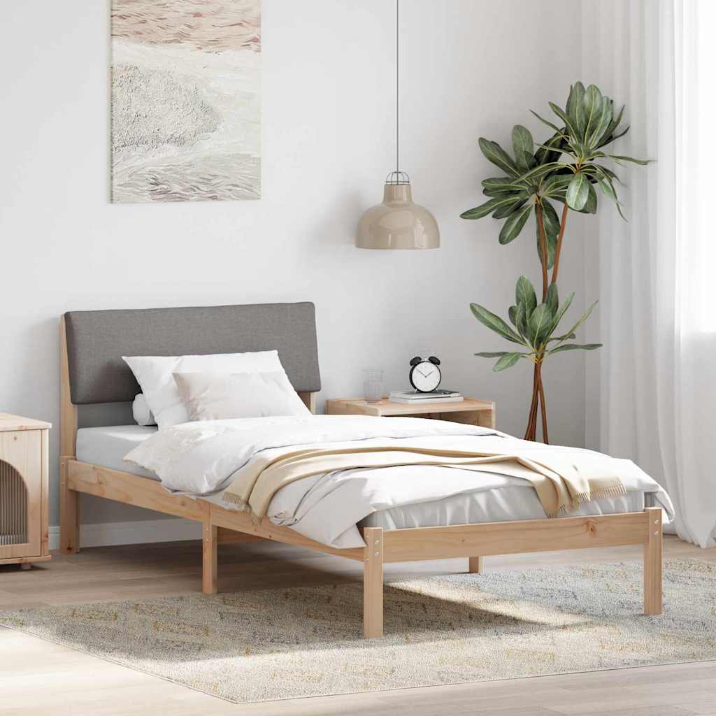 Vidaxl bedframe bruin en taupe 90 x 200 cm massief grenenhout