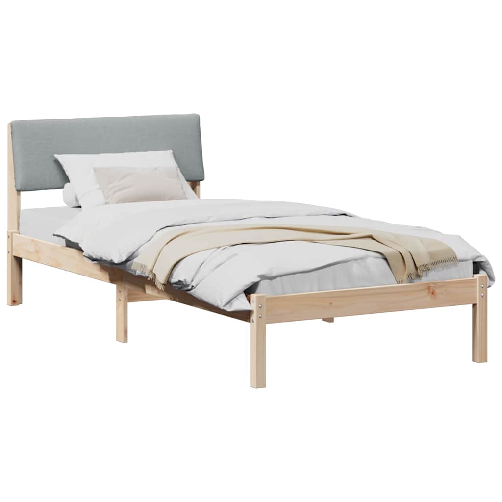 Vidaxl bedframe bruin en lichtgrijs 90 x 190 cm massief grenenhout