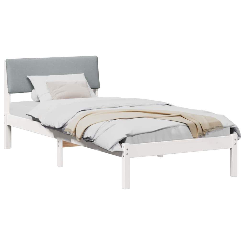 Vidaxl bedframe wit en lichtgrijs 90 x 190 cm massief grenenhout