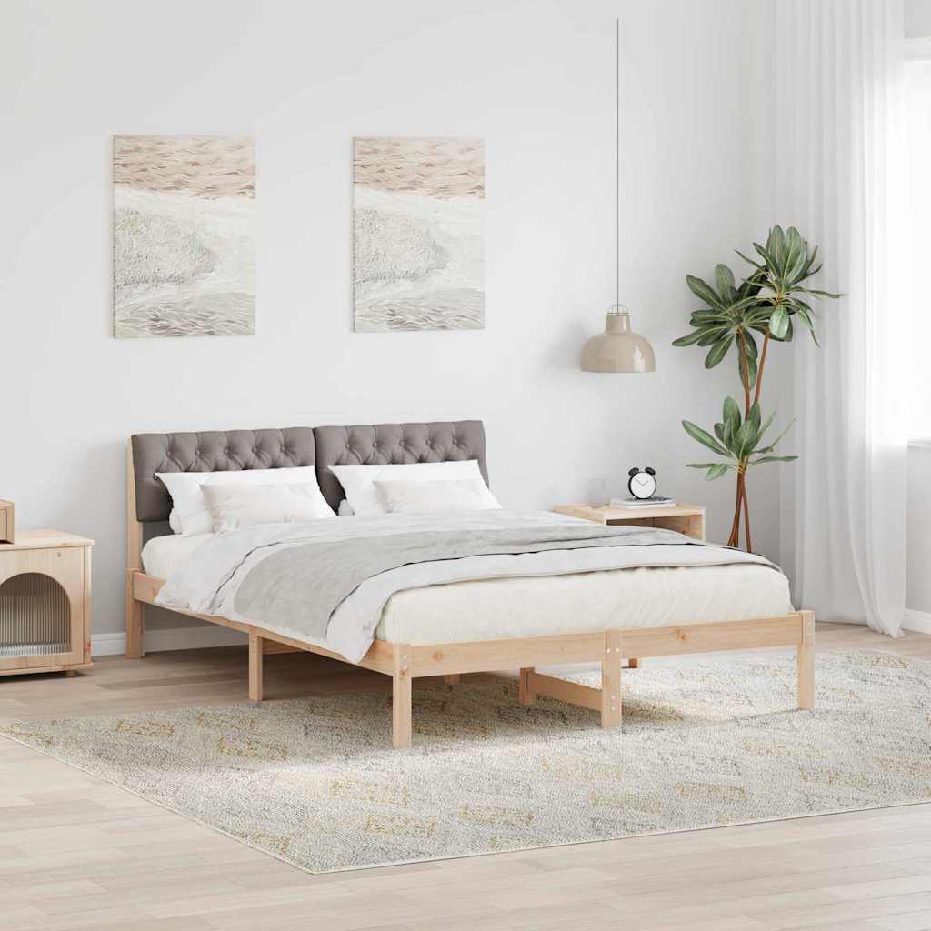 Vidaxl bedframe bruin en taupe 150 x 200 cm massief grenenhout