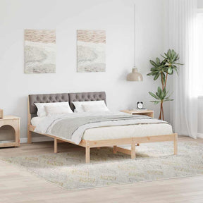 Vidaxl bedframe bruin en taupe 150 x 200 cm massief grenenhout