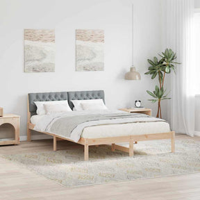 Vidaxl bedframe bruin en lichtgrijs 140 x 200 cm massief grenenhout