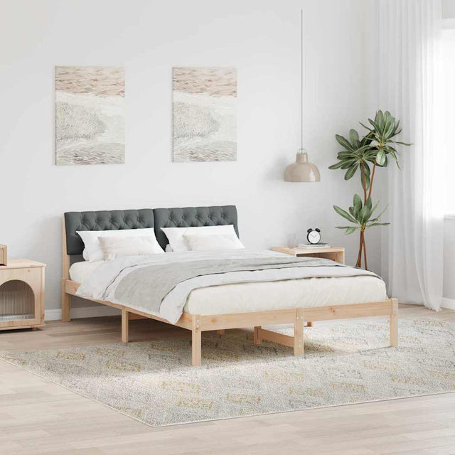 Vidaxl bedframe bruin en donkergrijs 140 x 200 cm massief grenenhout