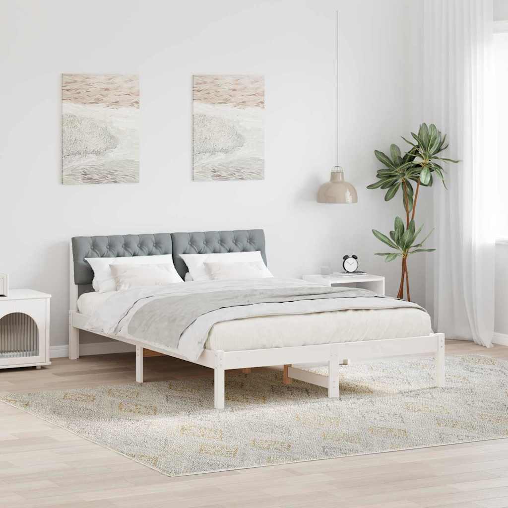 Vidaxl bedframe wit en lichtgrijs 140 x 200 cm massief grenenhout