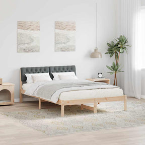 Vidaxl bedframe bruin en donkergrijs 140 x 190 cm massief grenenhout