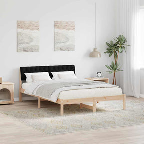 Vidaxl bedframe bruin en zwart 140 x 190 cm massief grenenhout