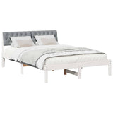 Vidaxl bedframe wit en lichtgrijs 140 x 190 cm massief grenenhout