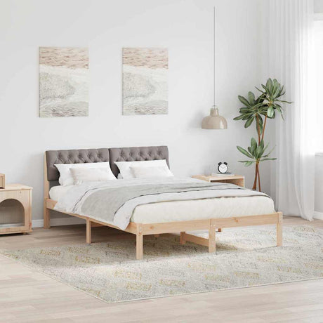 Vidaxl bedframe bruin en taupe 135 x 190 cm massief grenenhout