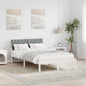 Vidaxl bedframe wit en lichtgrijs 120 x 190 cm massief grenenhout