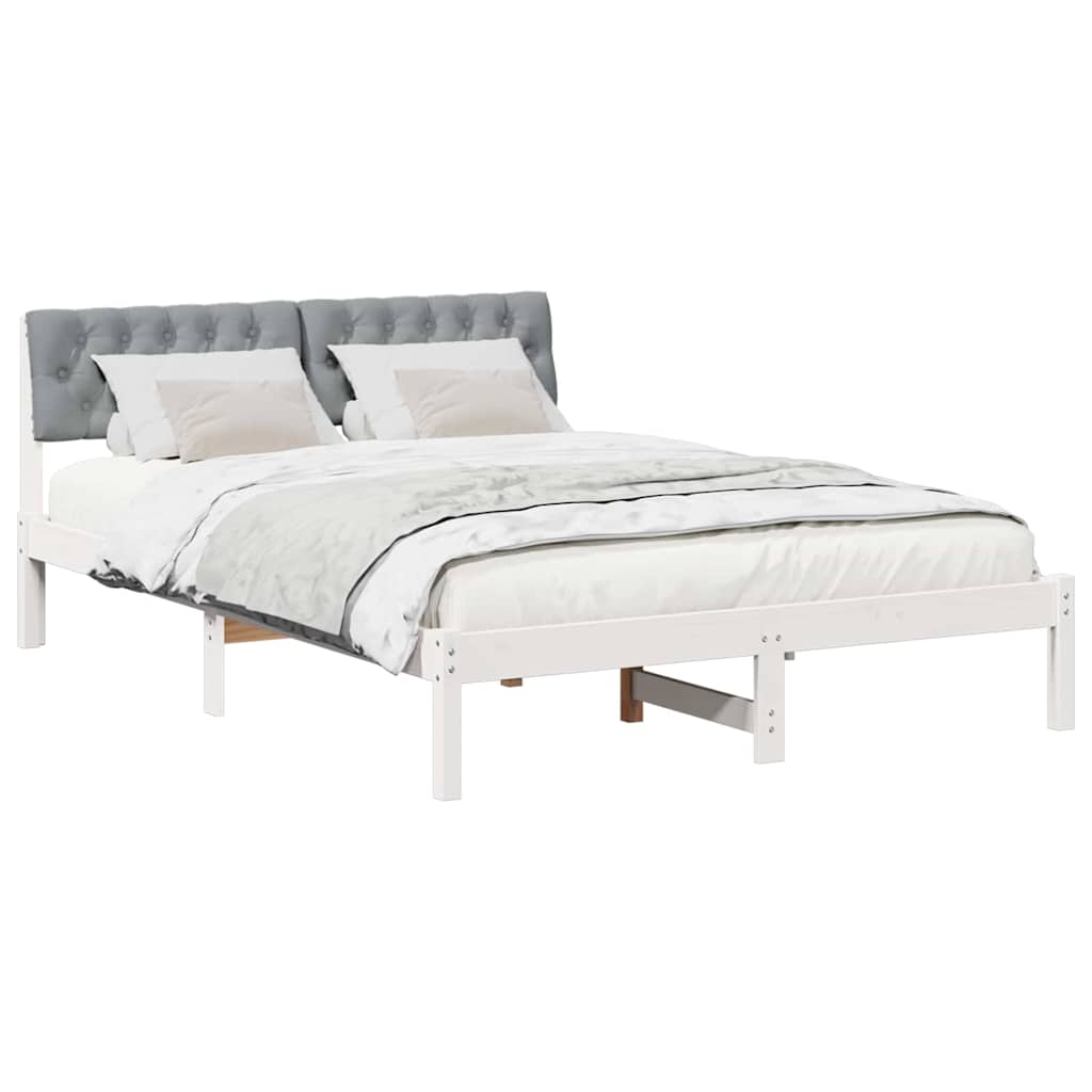 Vidaxl bedframe wit en lichtgrijs 120 x 190 cm massief grenenhout