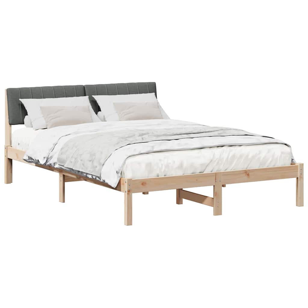 Vidaxl bedframe bruin en donkergrijs 135 x 190 cm massief grenenhout