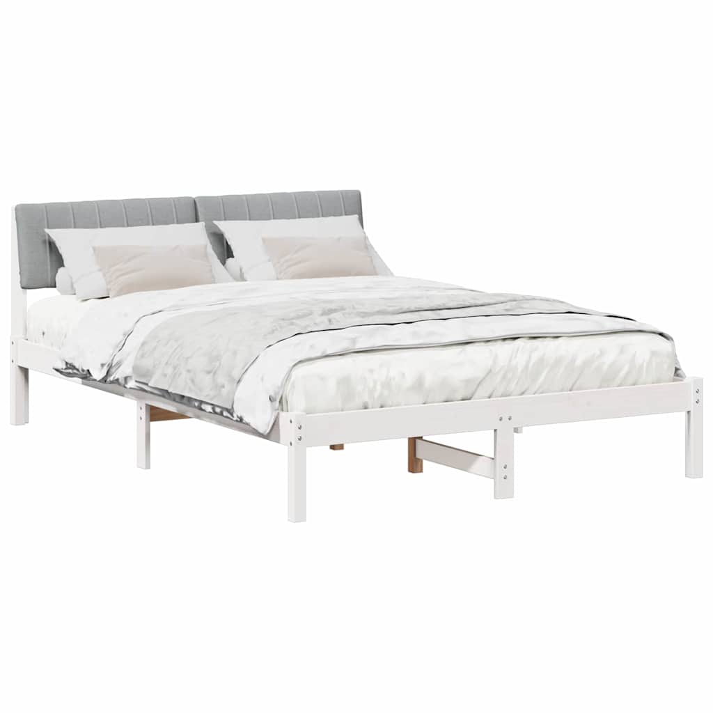 Vidaxl bedframe wit en lichtgrijs 135 x 190 cm massief grenenhout