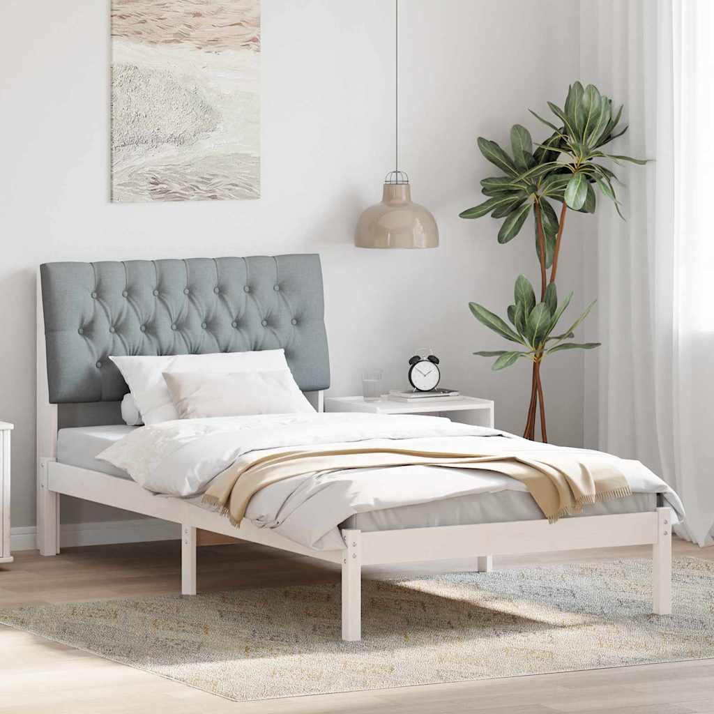 Vidaxl bedframe met gevoerd hoofdgedeelte wit 100 x 200 cm