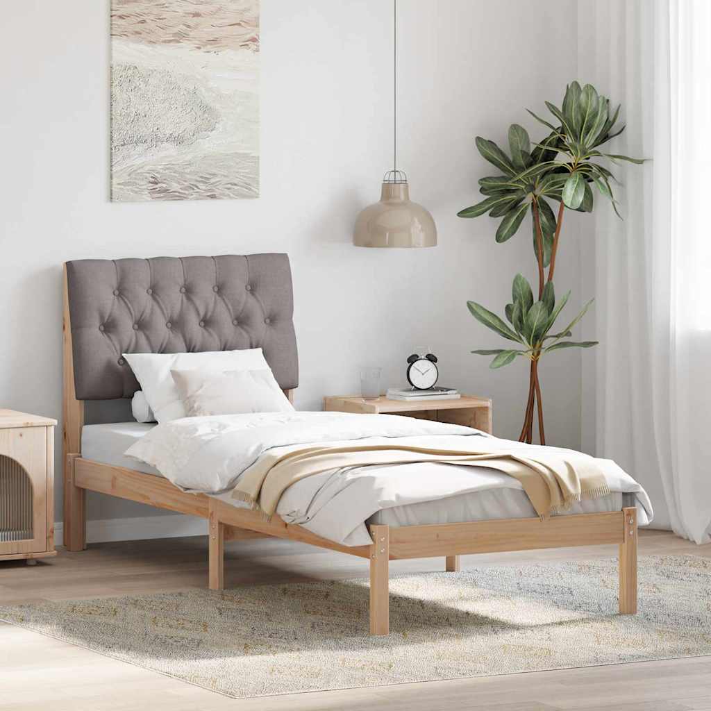 Vidaxl bedframe met gevoerd hoofdgedeelte bruin 75 x 190 cm