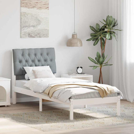 Vidaxl bedframe met gevoerd hoofdgedeelte wit 75 x 190 cm