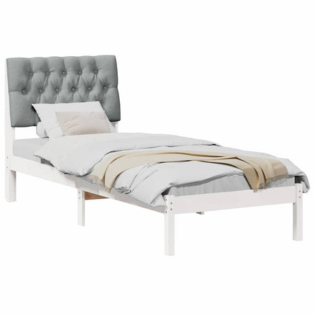 Vidaxl bedframe met gevoerd hoofdgedeelte wit 75 x 190 cm