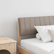 Vidaxl gestoffeerd hoofdbord taupe 200 cm massief grenenhout